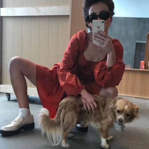 STAUD Vibrant Orange Long Sleeve Dress - Picture 2 of 6